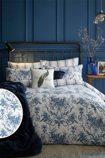 Midnight Blue Tuileries Duvet Cover and Pillowcase Set