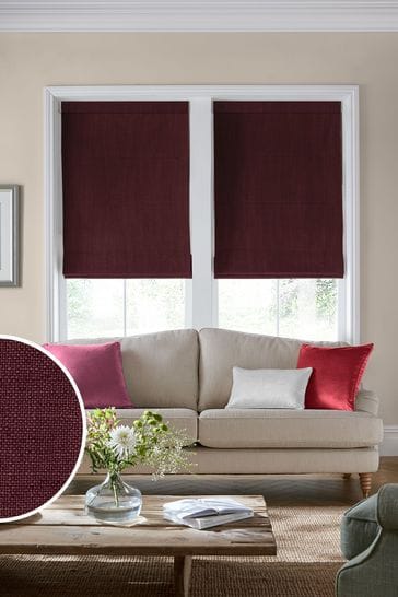 Laura Ashley Red Swanson Dark Cranberry Made to Measure Roman Blind