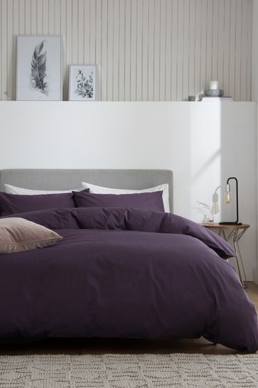 Funda nórdica lisa rica de algodón púrpura mora y funda de almohada