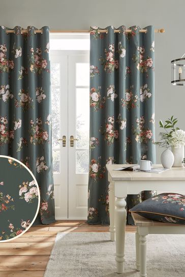Fern Green Rosemore Blackout Lined Eyelet Curtains