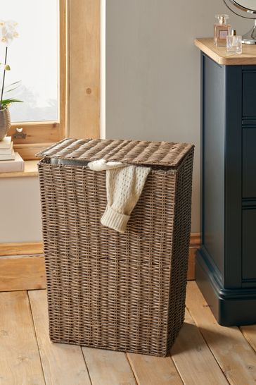 Buy Natural Wicker Laundry Hamper Basket from Next USA
