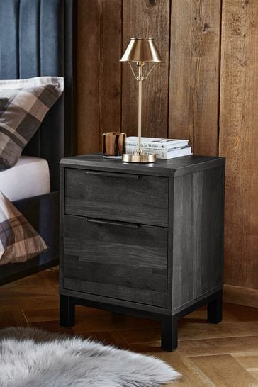 Oak and sales black nightstand