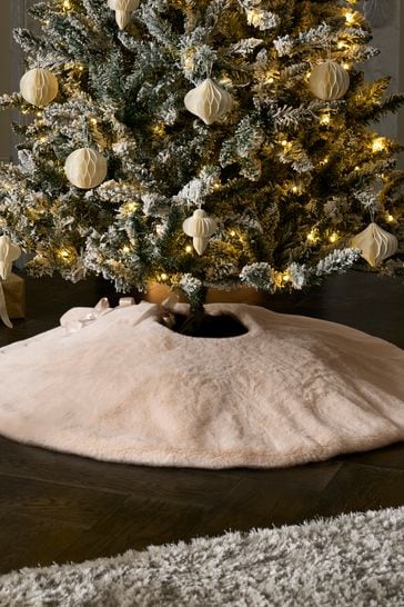 Natural Faux Fur Christmas Tree Skirt