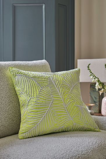 Nina Campbell Green Tree Fern Corded Leaves Cushion