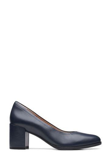 Buy Clarks Blue Leather Freva55 Court Shoes from Next Luxembourg