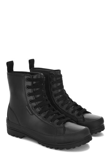 Superga 2643 Alpina Faux Leather Black Boots