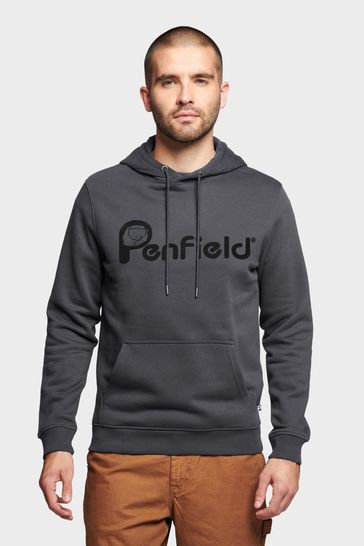 Penfield Grey Bear Chest Print Hooded Sweatshirt