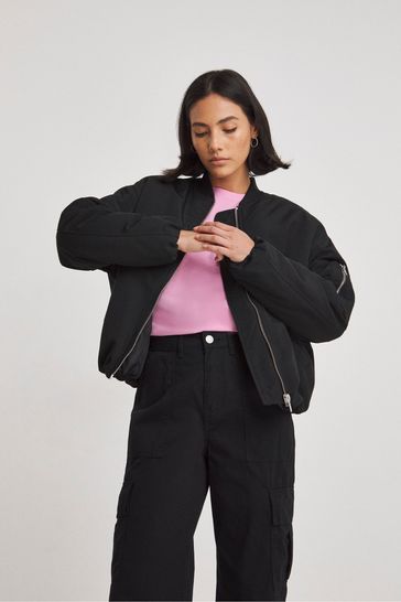 Simply Be Black Oversized Bomber Jacket