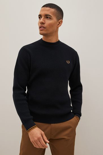 Fred perry waffle knit jumper hot sale