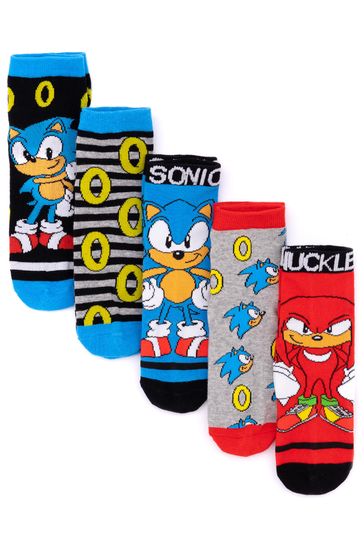 Vanilla Underground Black Sonic Sonic the Hedgehog Boys Sonic & Knuckles Calf Socks Set of 5