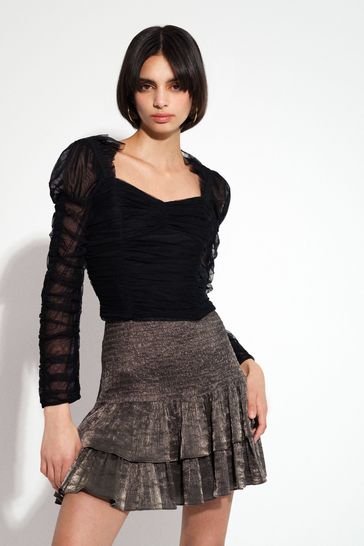 French connection black satin skirt new arrivals