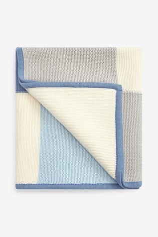 Blue Knitted Patch Blanket