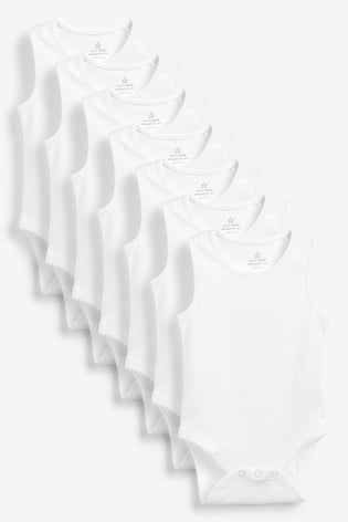 White Baby 7 Pack Vest Bodysuits