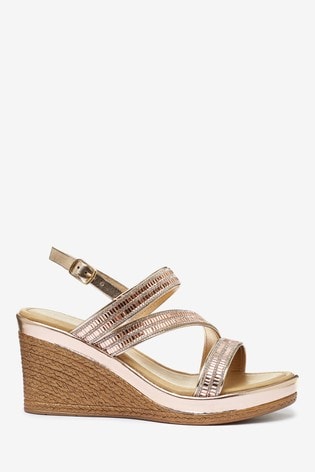 Rose Gold Asymmetric Sparkly Wedges