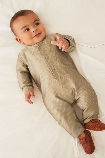 Buy Gold Baby Embroidered Occasion Romper (0mths-2yrs) from the Next UK online shop
