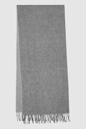 Reiss Soft Grey Picton Wool-Cashmere Scarf