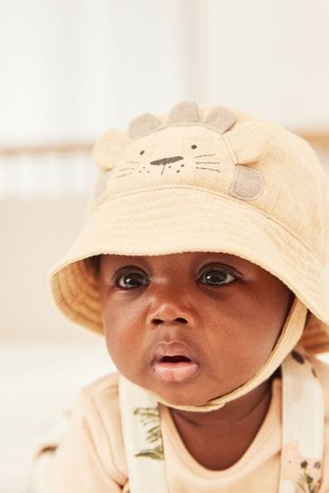 Sand Brown Character Baby Bucket Hat (0mths-2yrs)