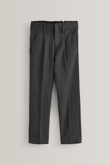 Grey Slim Waist School Pleat Front Trousers (3-17yrs)