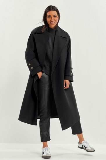 Black Relaxed Fit Overcoat