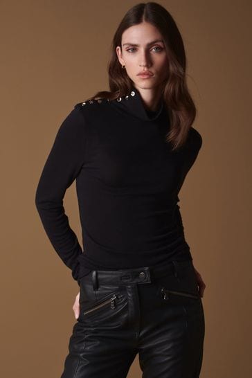 Black Premium Long Sleeve Roll Neck Top