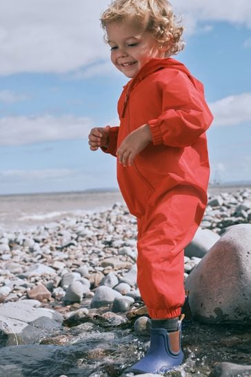 Red Waterproof Fleece Lined Puddlesuit (3mths-7yrs)
