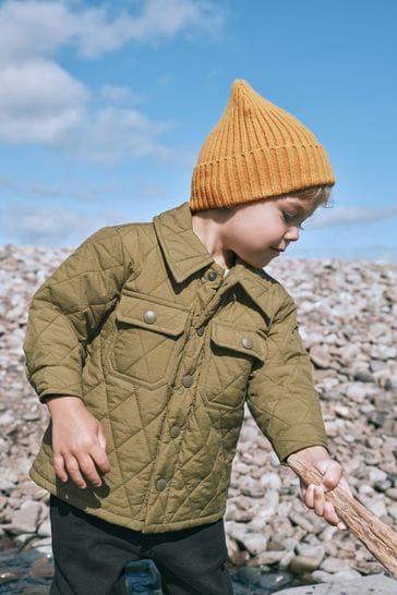 Khaki Green Quilted Shacket (3mths-7yrs)