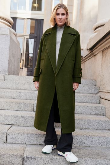Buy Khaki Green Relaxed Fit Overcoat from Next Luxembourg