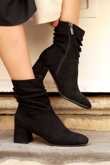 Linzi Black Aster Ruched Heeled Ankle Boot