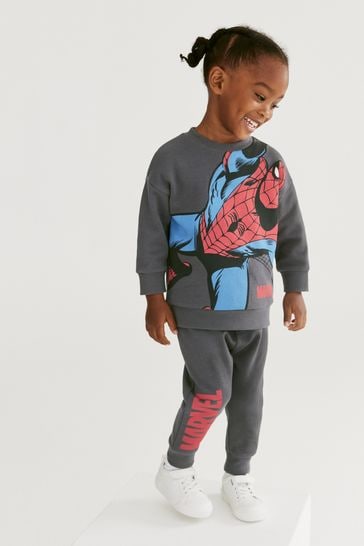 Charcoal Grey Marvel Spider-Man Jersey Sweatshirt And Joggers Set (3mths-8yrs)