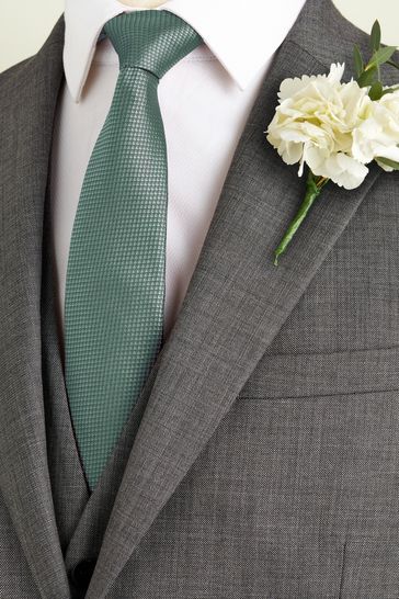 Sage Green Slim Textured Silk Tie