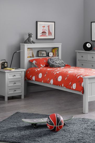 Julian Bowen Grey Maine Bookcase Headboard Single Bed