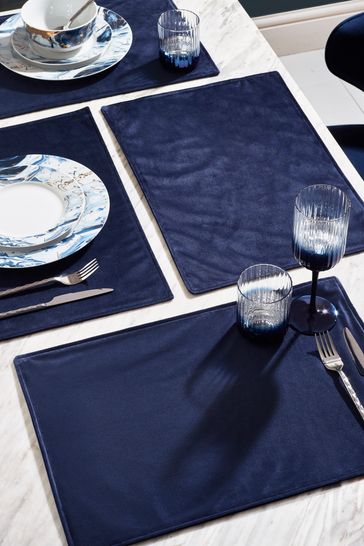 Navy Velvet Placemats Set of 4 Placemats