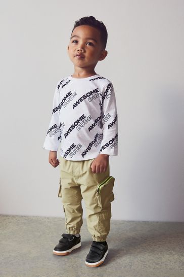 Stone Natural Multi Pocket Cargo Trousers (3mths-7yrs)