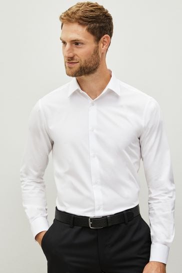 Buy White Slim Fit Cotton Shirts 3 Pack from Next Bahrain