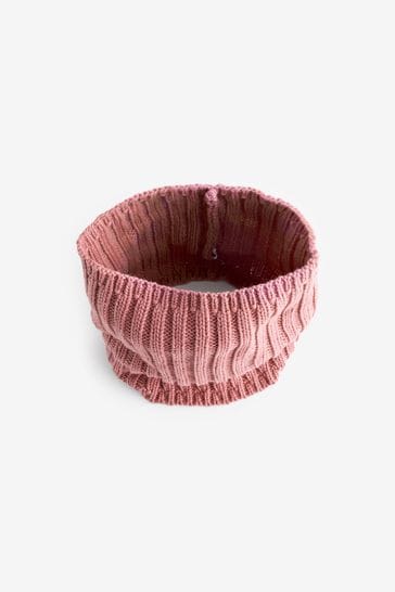 Pink Ribbed Knitted Snood (1-16yrs)