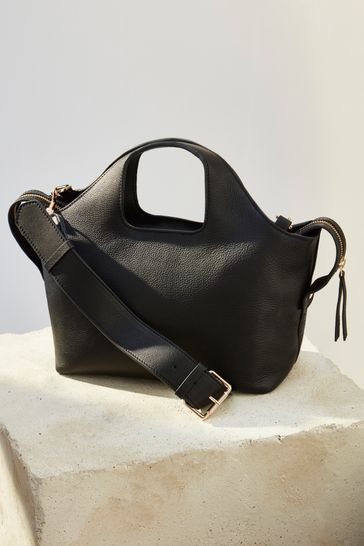 Buy Black Premium Leather Handheld Bag from Next Germany