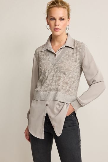 Women's mock clearance layer shirt jumper