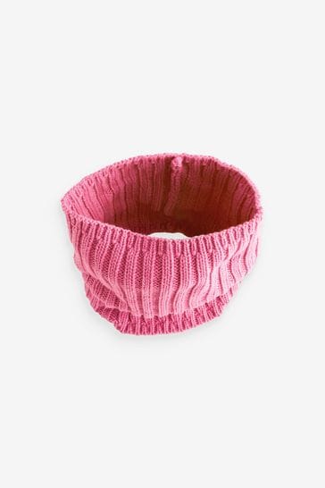 Bright Pink Ribbed Knitted Snood (1-16yrs)