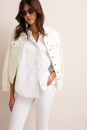 Buy White Denim Jacket from Next Luxembourg