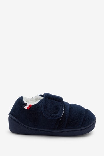 Navy Blue Touch Fastening Cupsole Slippers