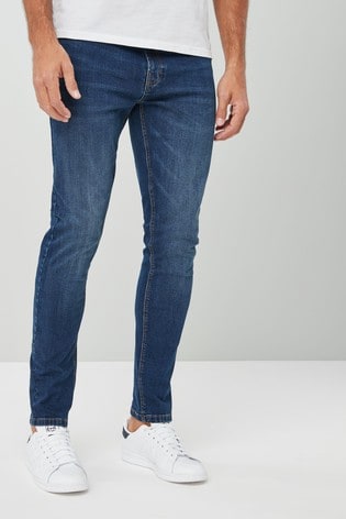Mid Blue Skinny Fit Essential Stretch Jeans