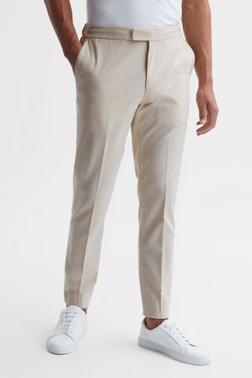 Reiss Ecru Found Drawcord Waist Relaxed Trousers