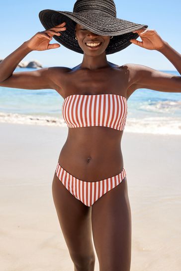 Buy Tan Stripe/Black Leaf Brazilian Bikini Bottoms 2 Pack from