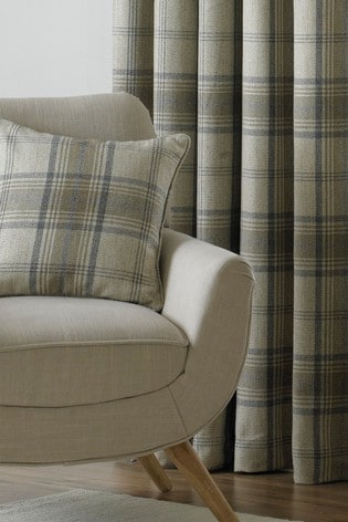 Riva Paoletti Natural Beige Aviemore Tartan Faux Wool Polyester Filled Cushion