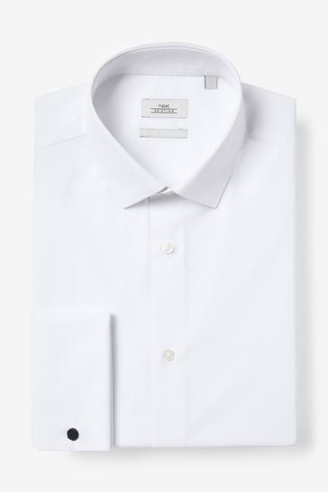 White Slim Fit Double Cuff Next Easy Care Shirt