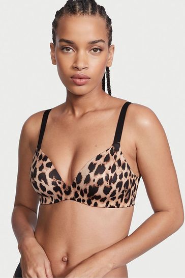 Buy Victoria's Secret Classic Brown Leopard Smooth Lightly Lined Plunge Non  Wired Bra from Next Luxembourg