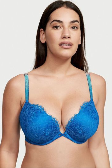 Buy Victoria's Secret Enamel Blue Add 2 Cups Shine Strap Lace Push Up Bra  from Next Luxembourg