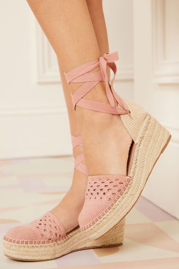 Espadrille wedges closed 2024 toe lace up