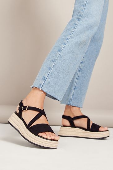 Buy Friends Like These Black Regular Fit Strappy Espadrille