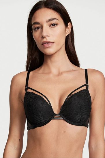 Buy Victoria's Secret Black Push Up Strappy Fishnet Lace Bra from Next  Luxembourg